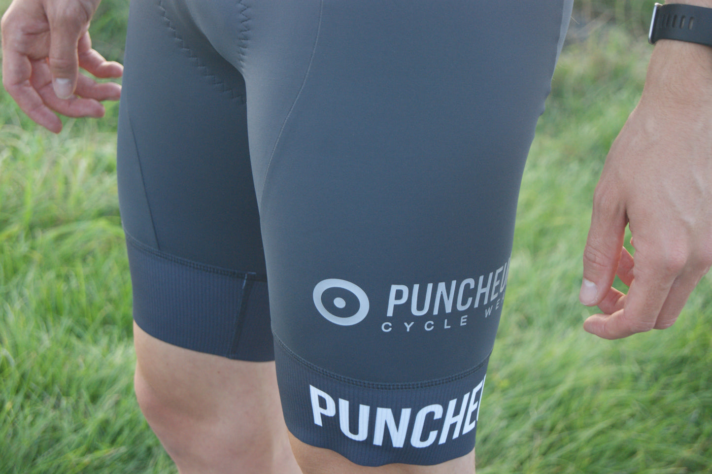 Men's Steel Grey Premium Bib-Shorts