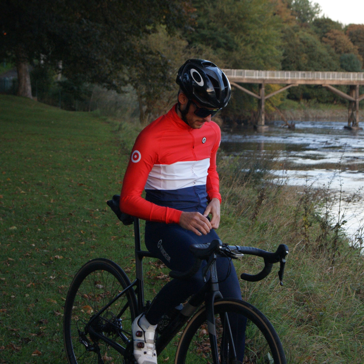 Men's Thermal Long Sleeves Jersey Red Tricolour
