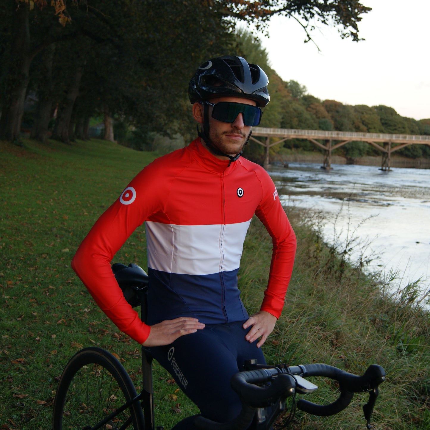 Men's Thermal Long Sleeves Jersey Red Tricolour