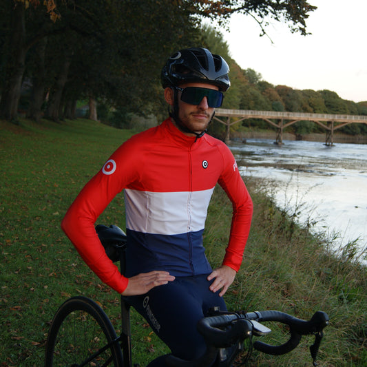 Men's Thermal Long Sleeves Jersey Red Tricolour