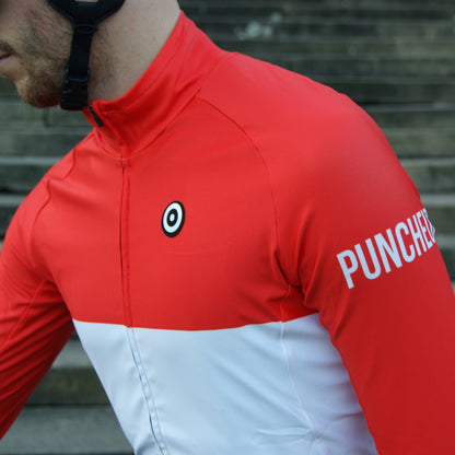 Men's Thermal Long Sleeves Jersey Red Tricolour